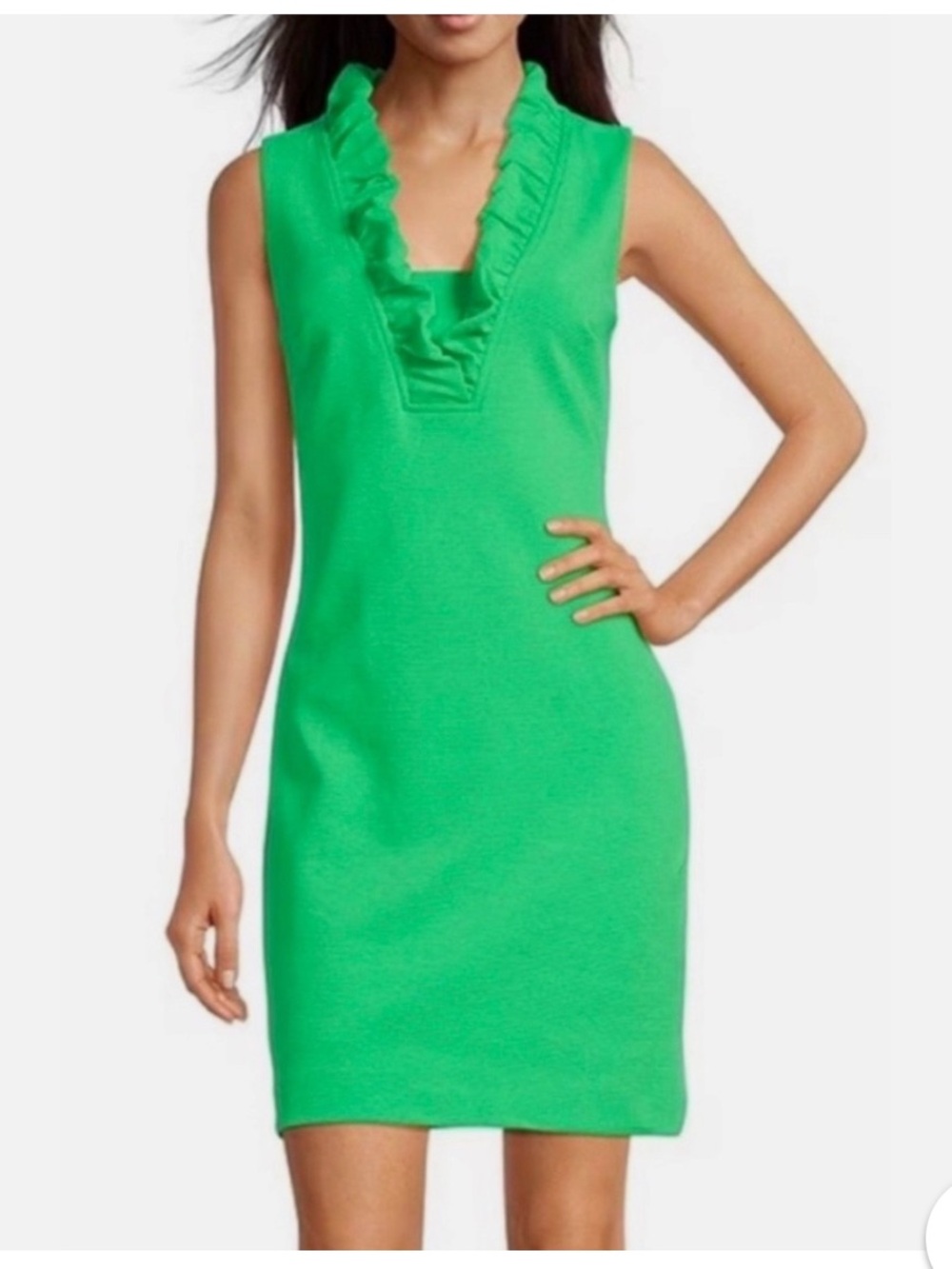 NWT Lilly Pulitzer Tisbury Knit V-Neck Sleeveless Ruffle Detail Sheath Dress